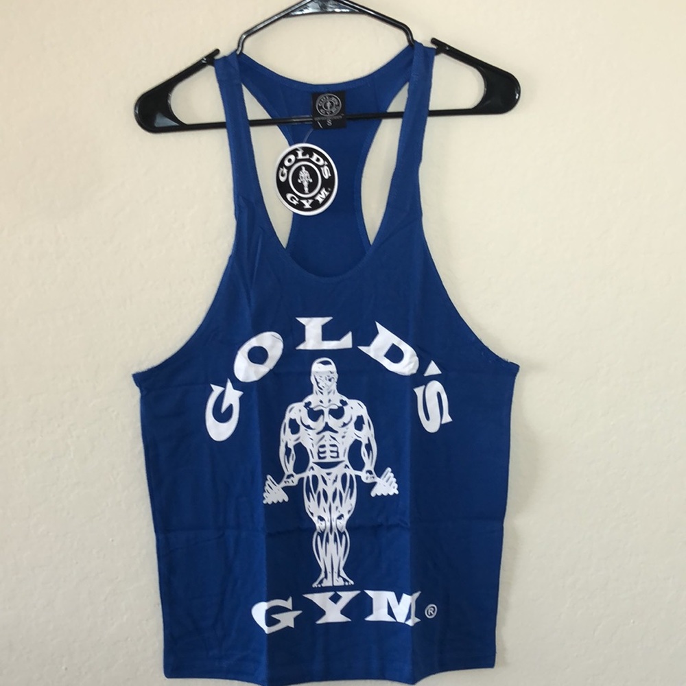 Mens Golds Gym Training Workout Muscle Vest Sleeveless BlueTank Shirt Top Small